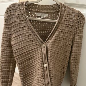LOFT Women's Tan Cardigan Sweater